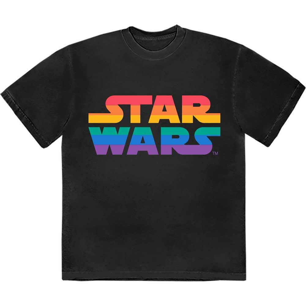 Star Wars Rainbow Logo T-Shirt Black New S