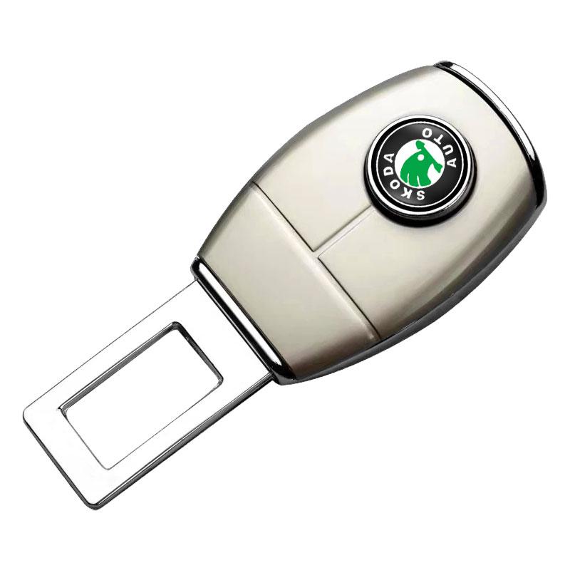 For Skoda Octavia Enyaq Rapid Karoq Derivati Fabia Kodiaq Kamiq Superb Yeti Badge Car Seat Belt Clip Extension Plug Buckle Car Accessories
