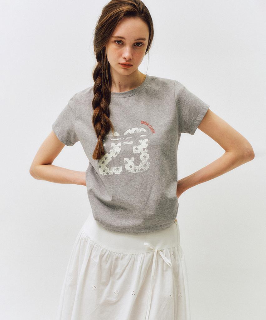 CITTA Retro Star Number 23 T-Shirt_Ctt378 (Melange Gray)