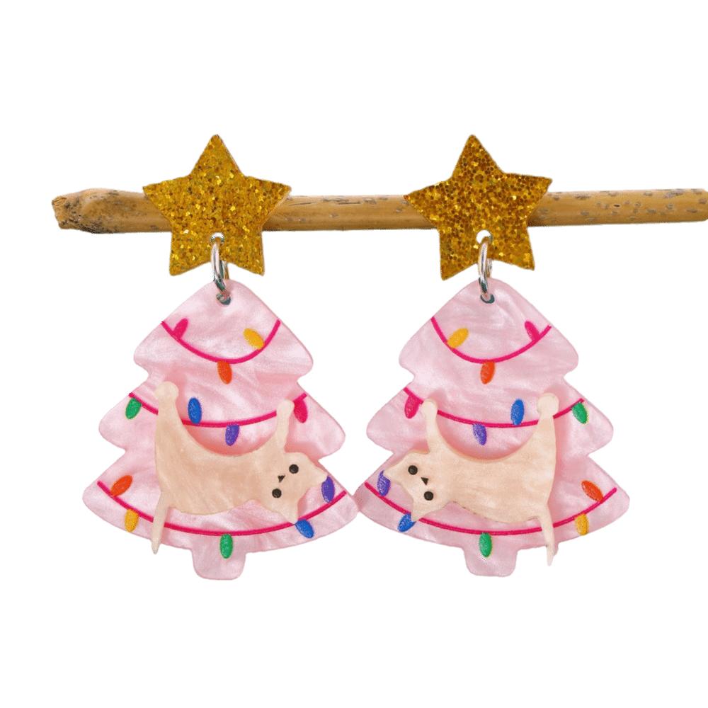 Cartoon Style Stud Earrings Acrylic Material Star Earrings Sweet Tree Earrings Women Wear