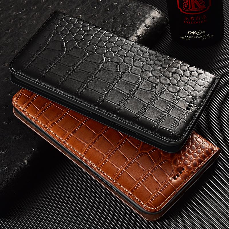 Crocodile Pattern Genuine Leather Flip Case for Realme 15 Pro 15T 15X Lite Business Retro Book Style Wallet Cover