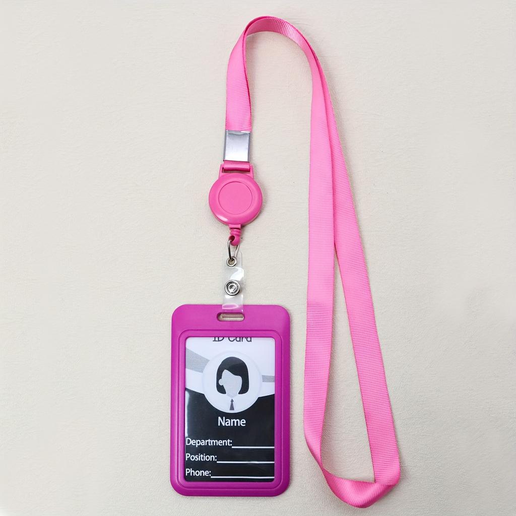 Pure Color Retractable Badge Reel Retractable Teacher Lanyard with Name Card Badge Holder Neck Strap Keychian Accessories Gift