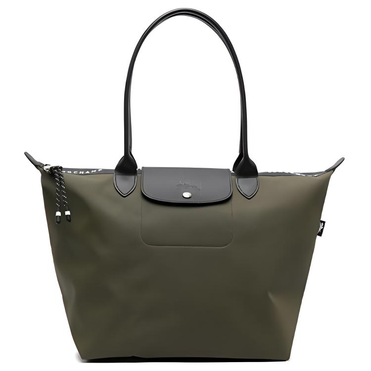 Nuova Borsa Tote LONGCHAMP Le Pliage Energy in Pelle di Vitello, Borsa Shopping, Borsa a Mano in Tela Grande da Donna Verde Oliva 1899HSR892
