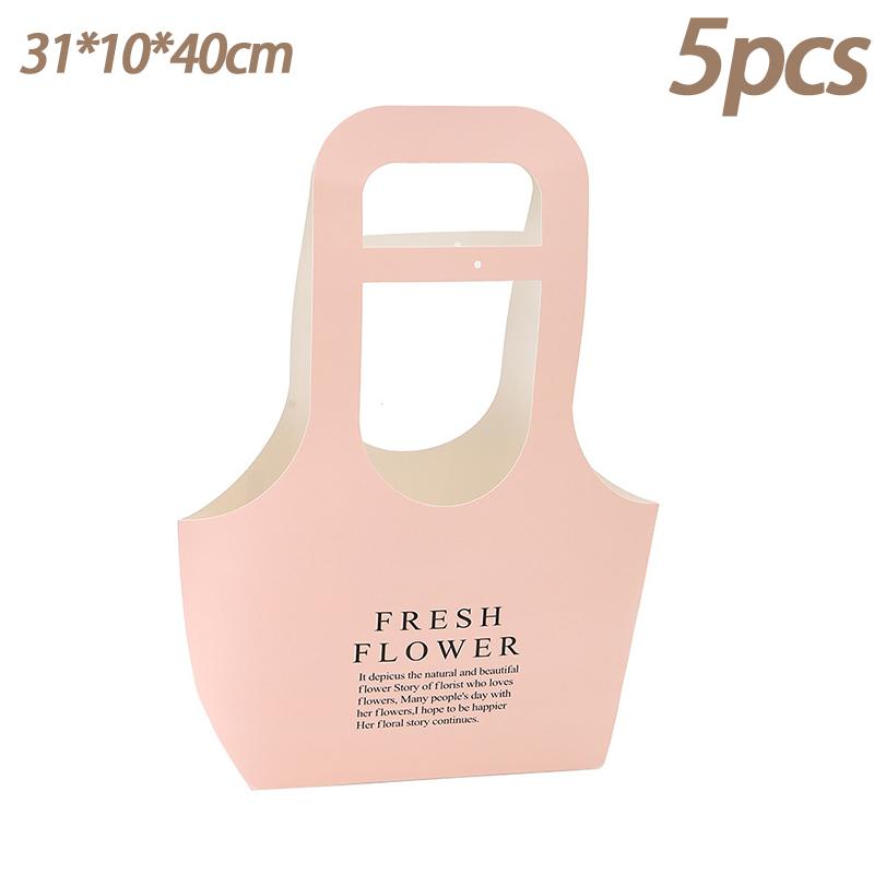 Foldable Waterproof Flower Bag Letter Box Kraft Paper Gift Bags 3Pcs Handbag