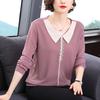 Mom's new lapel shirt loose women's top temperament middle-aged and elderly foreign style long-sleeved t-shirt women