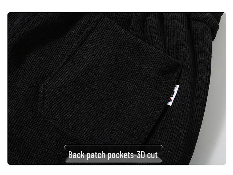 Men's Plus Size Cotton Fleece Pants: Spring/Autumn Straight-Leg Loose Fit for Casual Sportswear