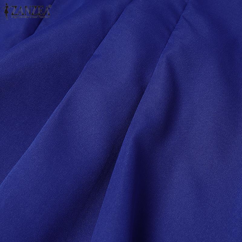 ZANZEA Women Casual Round Neck Summer Short Sleeve Dress