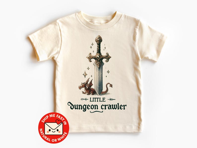 Little Dungeon Crawler Toddler Tee - Fantasy RPG Kids Outfit - DND Nerdy Gamer Bodysuit 140