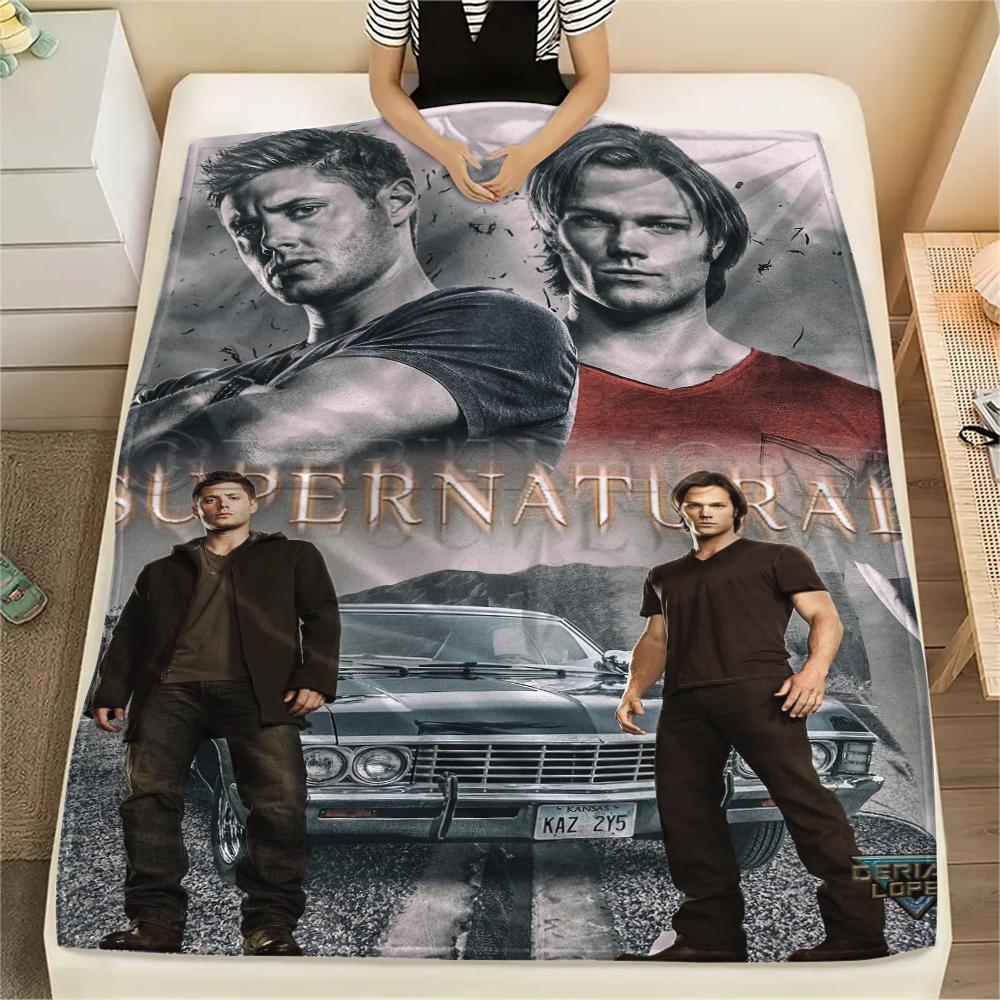 1Pc Supernatural Brothers Print Flannel Blanket, High quality Comfortable for All Seasons, Home Decor, Warmth and Comfort, Perfect for Christmas Gifts