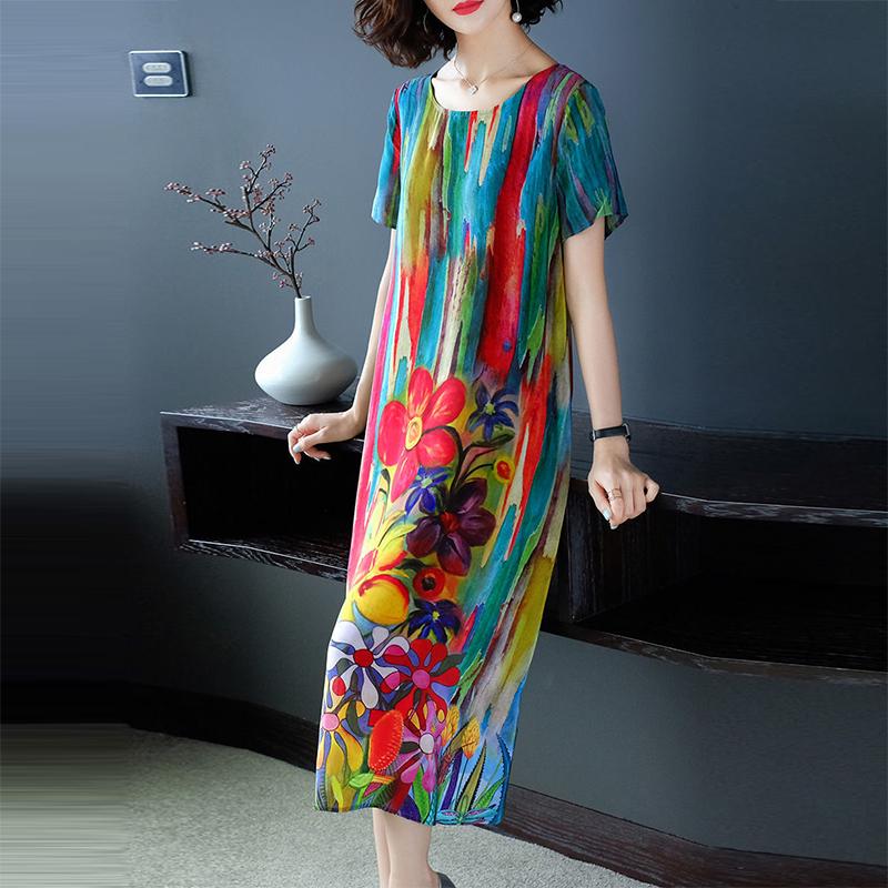 2021 Verano Talla Grande Impresión de Moda Casual Vestido suelto de seda de  hielo Vestido de mujer comprar a buen precio — entrega gratuita, reseñas  reales con fotos — Joom