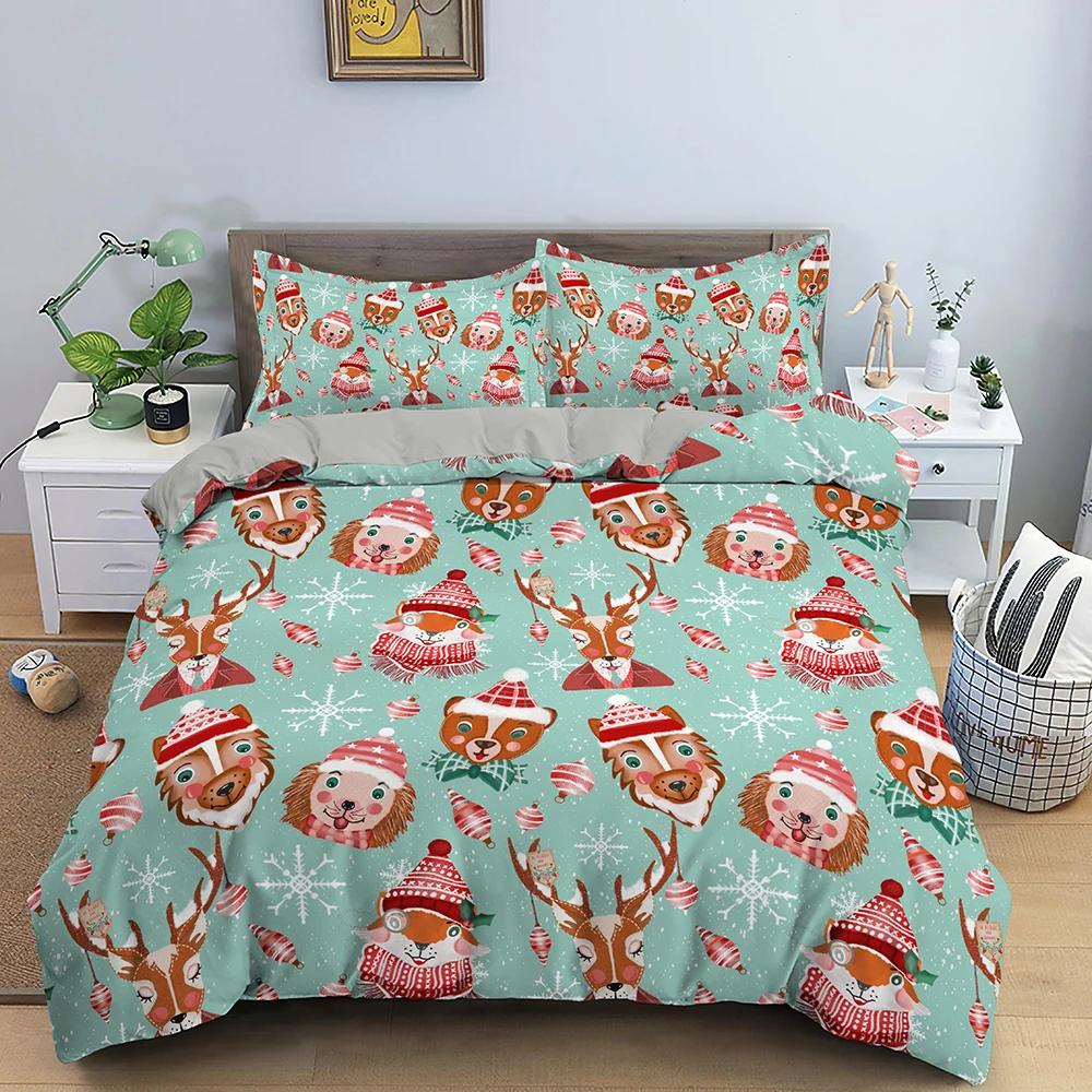 Comforter Christmas Bedding Set 3D Print Santa Claus King Queen Single Double Size Kids Polyester Bedding Set No Bed Sheet