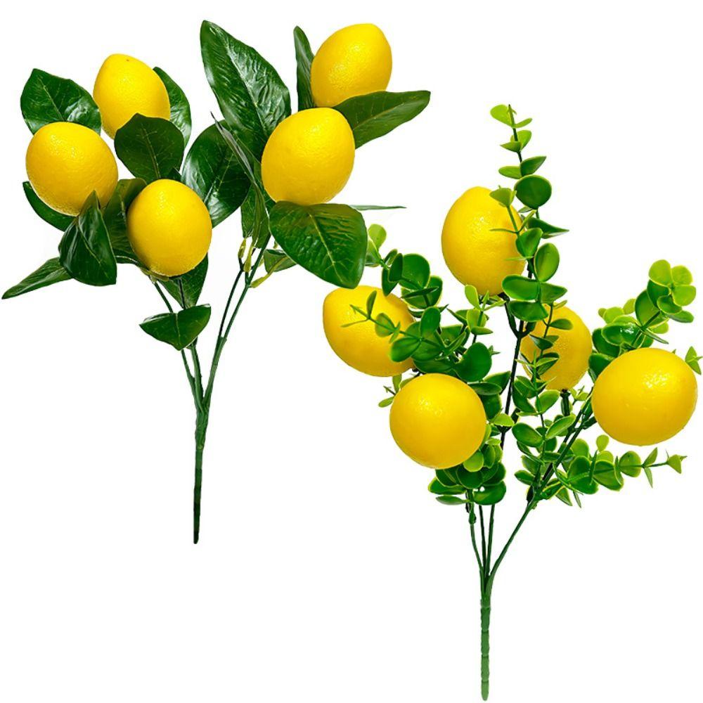 Handmade Artificial Lemon Branches Foam Fake Plants Simulation Lemon Fruit  Vase Decor