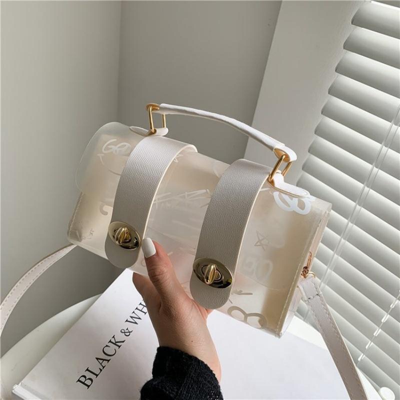 Transparent jelly small summer bag for women new simple casual hand graffiti shoulder feminine crossbody