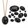 2-10pcs Natural Stone Cabochon Black Agate Oval Flatback Cabochon Beads For Jewelry Making DIY Crafts Ring Pendants Accessories