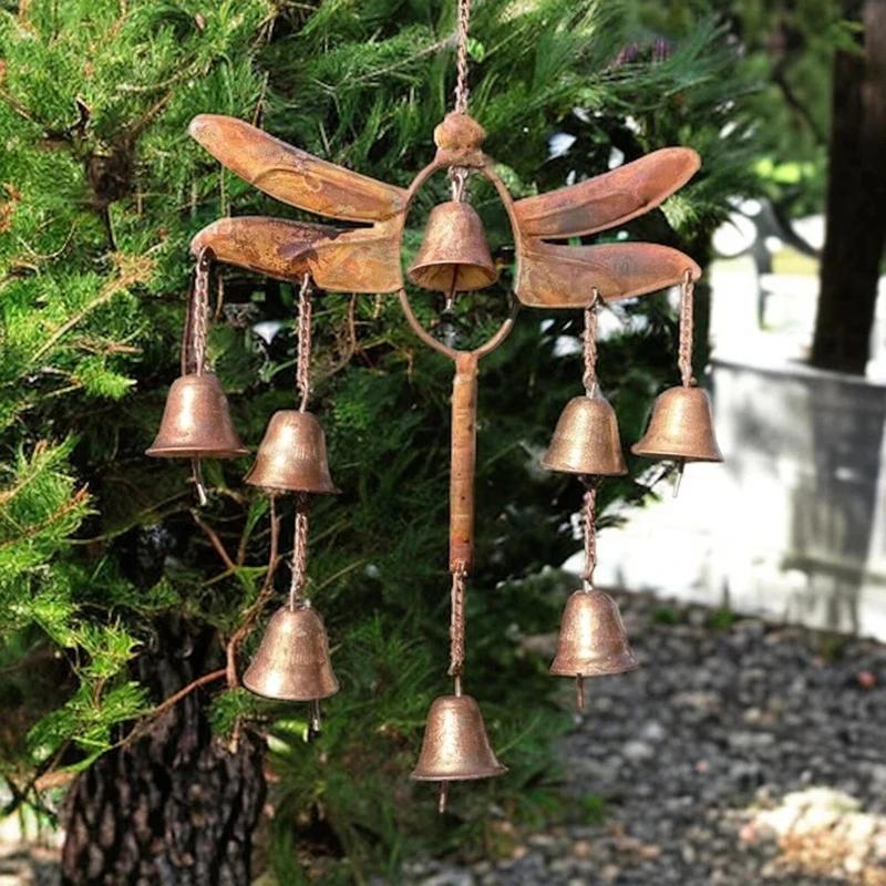 Creative Dragonfly Wind Chime Metal Decoration Patio Garden Pendant For Home Garden Pendant Vintage Art Decoration