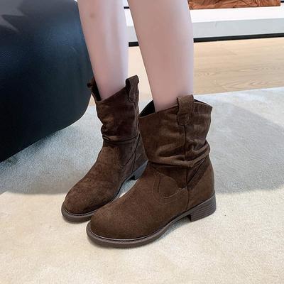 Buty damskie wszechstronne kowbojskie buty Martin damskie nowe pustynne wiatrowe buty na grubym obcasie podwyższające buty z wyściółką krótkie buty