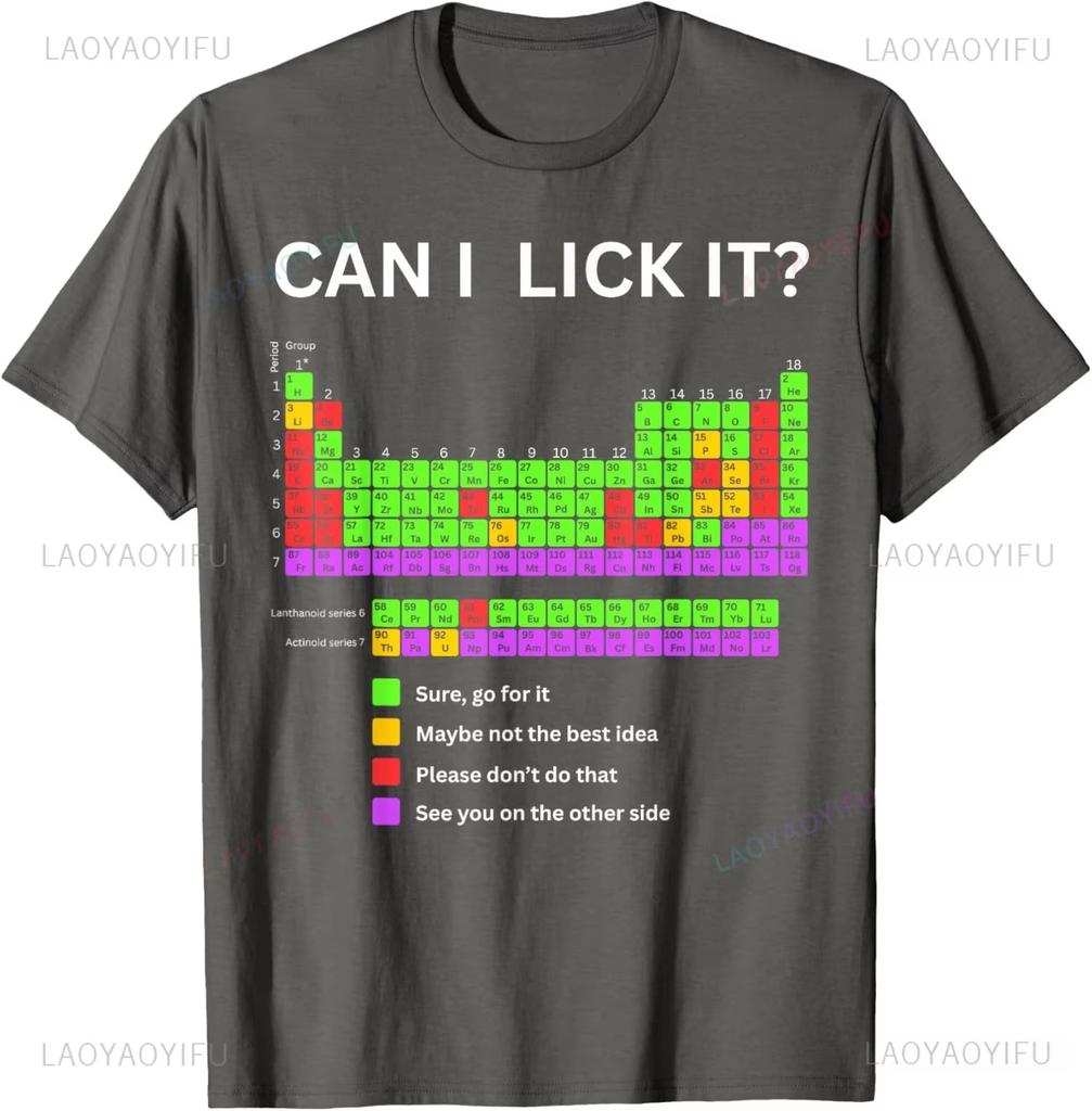 Posso Leccarlo Tavola Periodica Studente Insegnante Scuola T-shirt Unisex Estate Unisex Unisex Cotone di Alta Qualità T-shirt Grafiche Ins Y2k