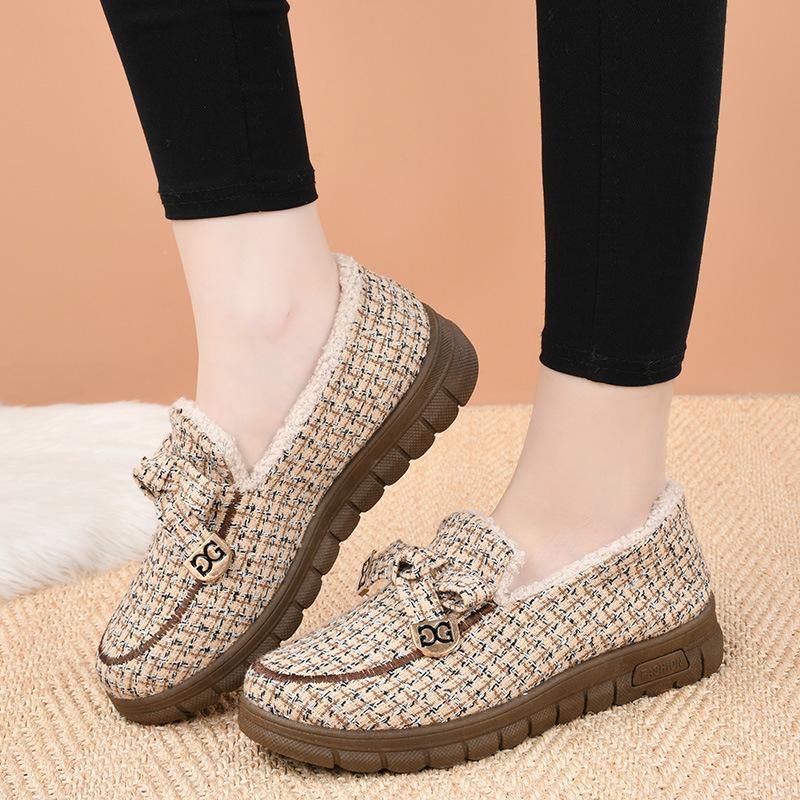 Cloth Shoes, Women's Cotton Shoes, Fleece and Thickened Warm Shoes, Flat Feet, Loafers