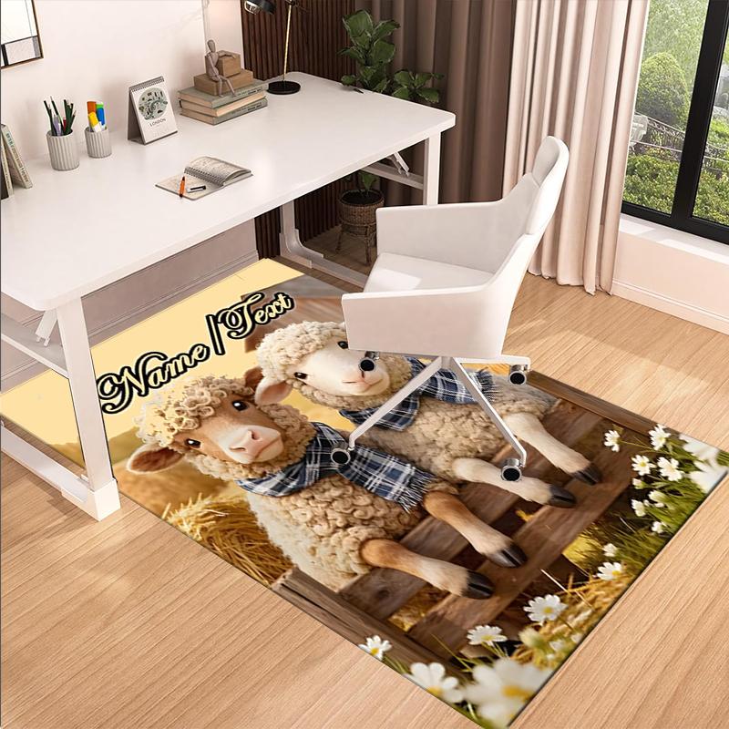 1PC Custom Name Sheep Plaid Scarves Theme Floor Mat Ideal for Living Room, Game Rooms, Office, Bedroom,Floor Mat Playful Design