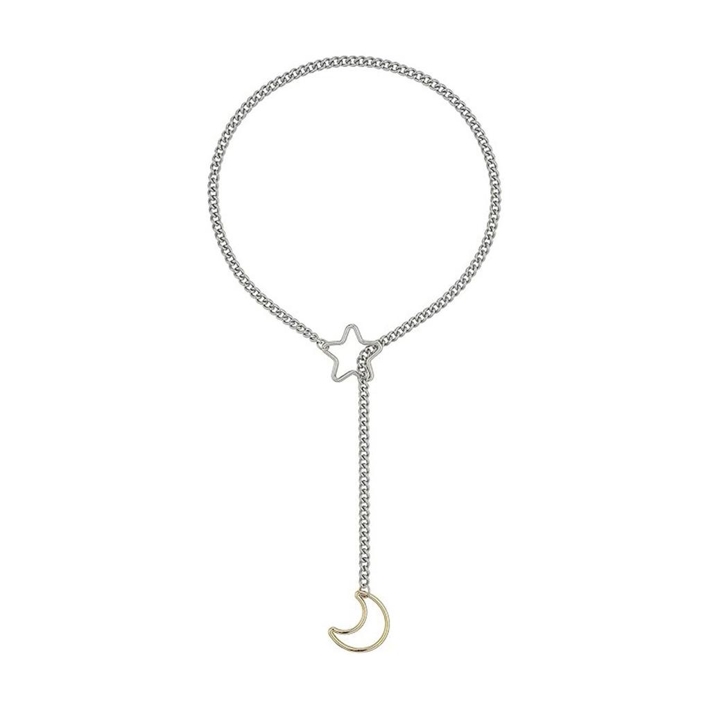 Elegant Star Moon O Rings Choker Necklace for Women Adjustable Cuban Lariat Y Necklace Jewelry Statement Pieces