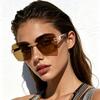 Men's and women's personalized frameless trimmed box sunglasses Internet celebrities trend versatile sunglasses UV protection