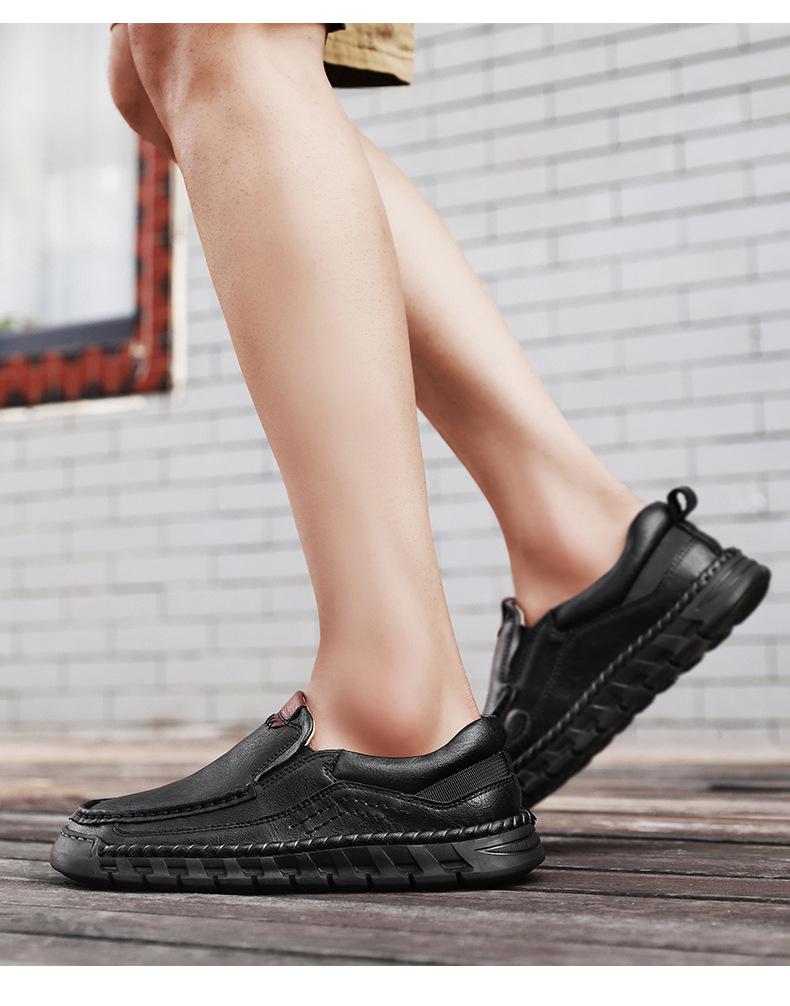 Men's Handmade Leather Loafers: Slip-On Casual Fashion, Plus Size, for Spring & Autumn