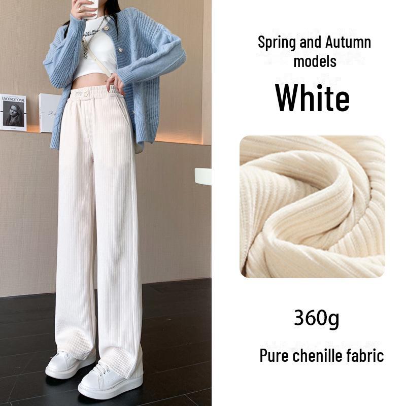 

«Женские белые широкие брюки из шенилла для осени и зимы, отделка из высококачественного бархата с плотной комфортной тканью» L 106-120 jin