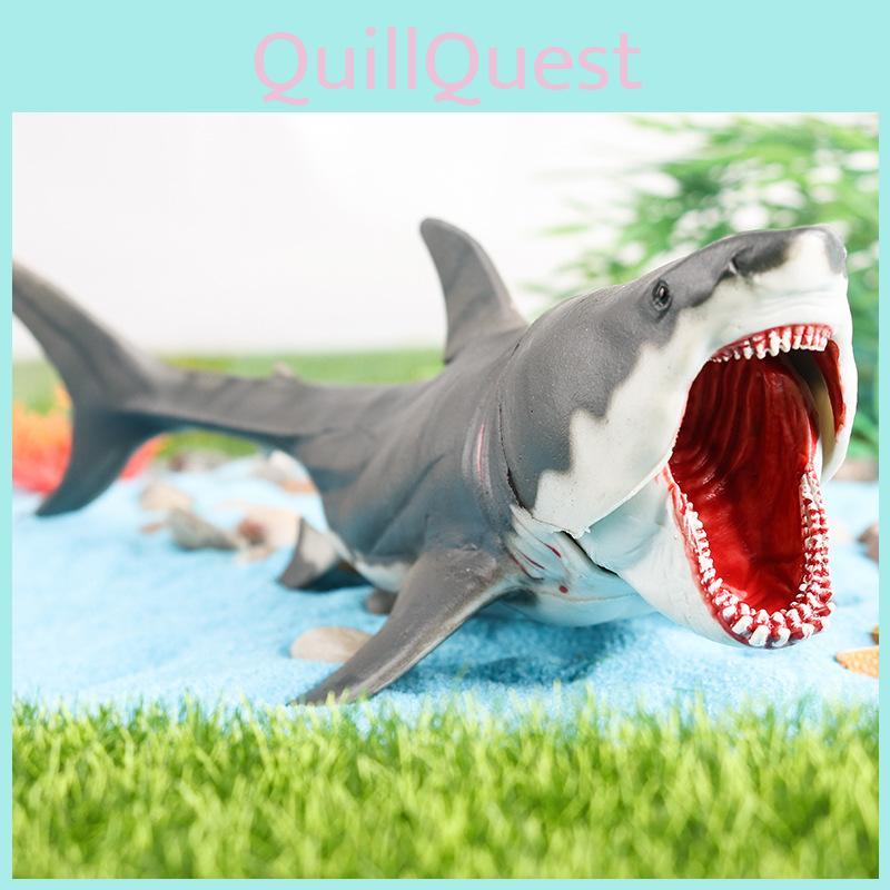 Marine Creature Model Large White Shark Toy With Biting Jaws For Educational Use