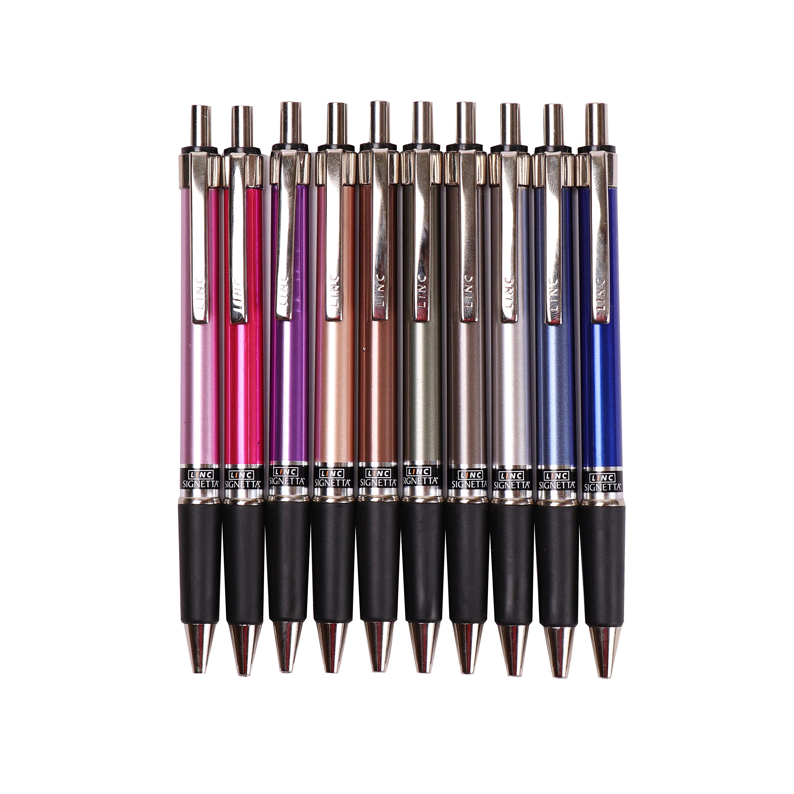 Linc Signetta 0.7 mm Retractable Ball Pens | Black Ink | Pack of 10 101 чёрный