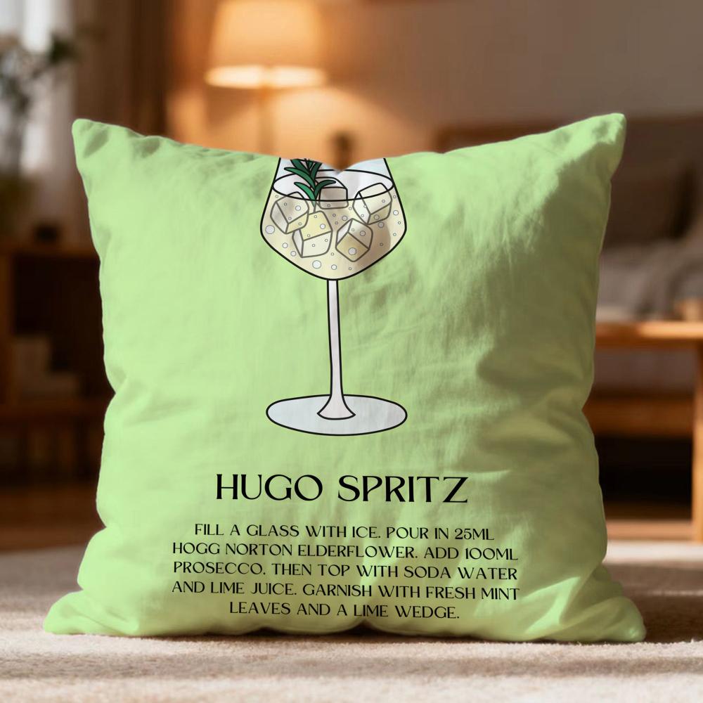 Popular H-Hhugo Spritz Cocktailed Cushion Cover Soft Washable Pillow Case Multi-Scene for Couch Bed Travel Office Use