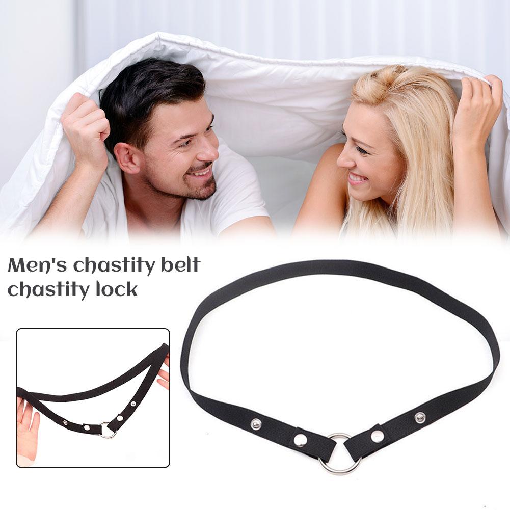 Male Chastity Belt Cage Chastity Lock Anti-shedding Device Fixed Elastic Strap Auxiliary Strap Adjustable Scrotum Ring Sex Toy