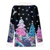 Women's Fashion Long Sleeve Christmas V-Neck Printed Party Furry Top