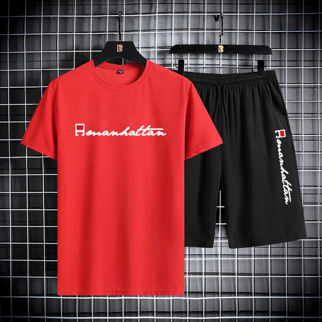 Pantaloni scurți cu mâneci scurte pentru set sport casual pentru bărbați