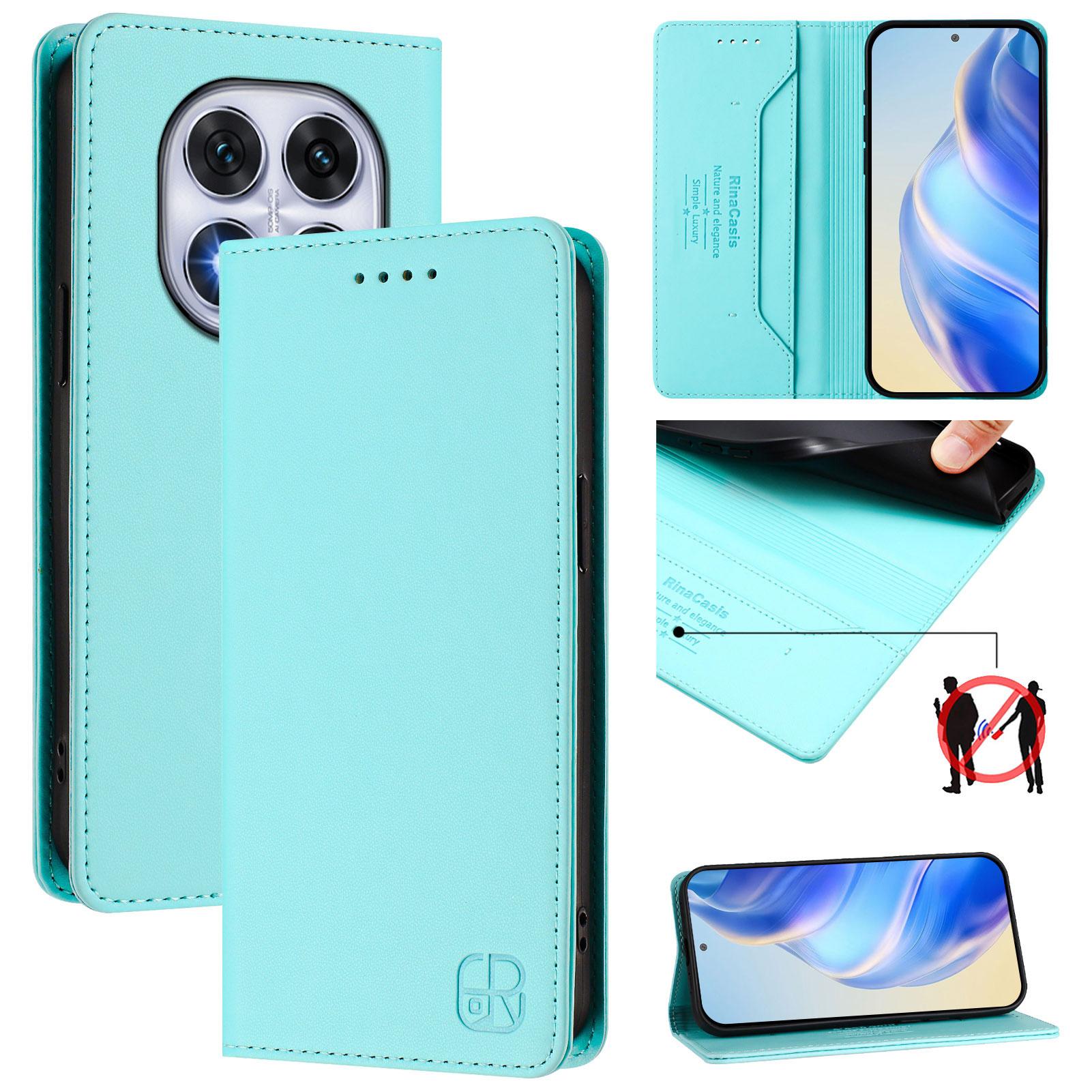 

For Xiaomi Poco X7 5G/Xiaomi Redmi Note 14 Pro 5G RINACASIS RC01 Leather Case RFID Blocking Wallet Stand Magnetic Closing Shockproof Phone Cover Light Purple