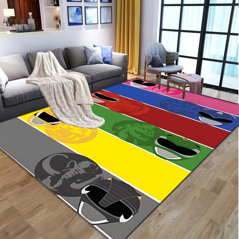 Mighty Morphin Power Rangers Pattern Rug, Indoor/Outdoor Mat, for Picnic, Gameroom, Bedroom, Office, Living Room, Home Decor Carpet, Birthday Gift