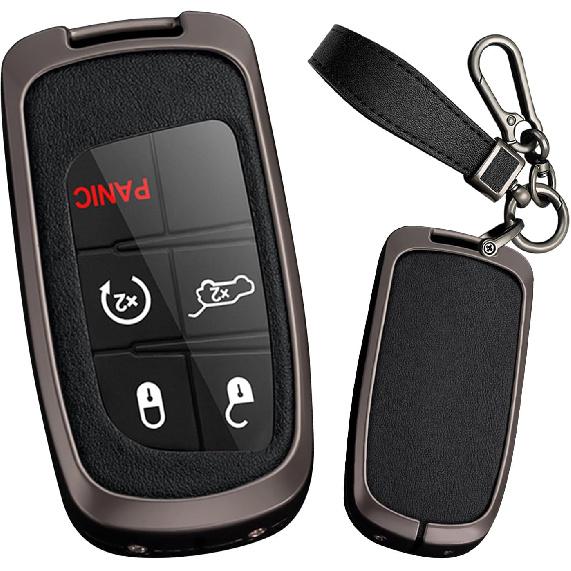 2/3/4/5 Tasten Smart Key Fob Hülle mit Schlüsselanhänger Passend für Jeep Fernbedienung Schlüssel Hülle Case Kompatibel mit Jeep Grand Cherokee für Dodge Challenger Charger
