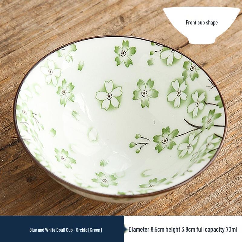 Two-Color Blue & White Porcelain Douli Teacup - Ceramic Kung Fu Master Cup, Japanese Tasting Bowl, Single Tea Cup.