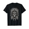 Skull Indian Headdress T Shirt Chief For Unisex Vintage Casual Fashion Comfortable Graphic Slightly Homme Versatile