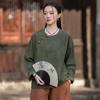 Johnature Dames Vintage T-shirts Lente Chinese Stijl Tie-dye T-shirts Ronde Hals Lange Mouw Dames T-shirts