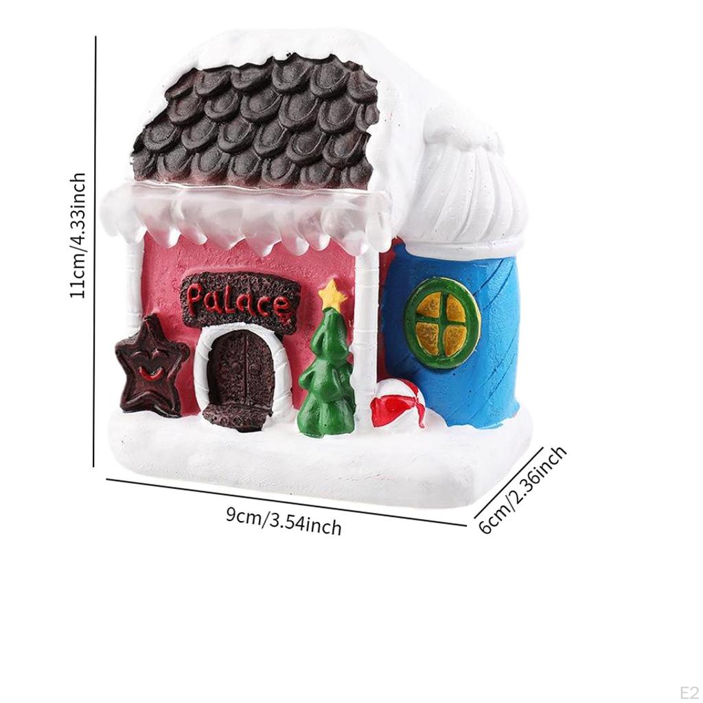 2 Pieces Lighted Christmas Village Figurines Tabletop Decorations House Sculptures for