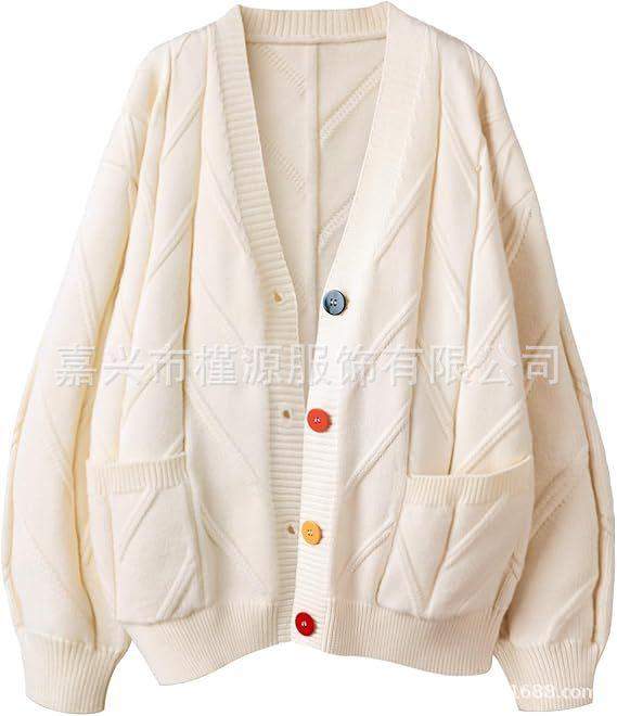 

Модный ленивый свитер с вышивкой, женский осенне-зимний, новый дизайн с буквами, свободный вязаный свитер-жакет, тренд XS