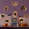 Halloween LED Lights with Hanging Rope Battery-Powered Ghost Pumpkin Hanging Party Lights for Shop/Home/Yard Windows for Indoor/Outdoor