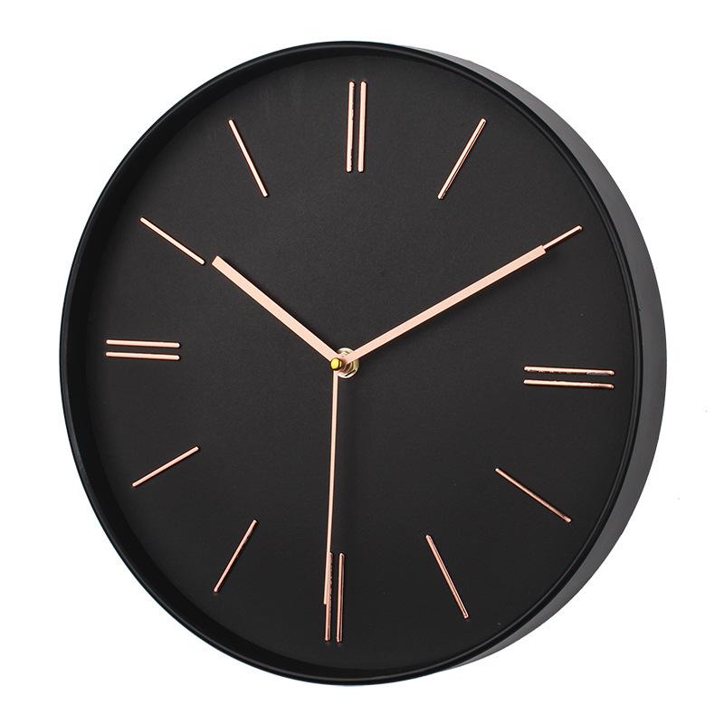 Round Ins Style Electronic Wall Clock Modern Fashion Silent Quartz Clock Personalized Creative Home Solid Color Clock