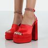 Women 'S Pumps High Heels Platform Sandals Sexy Dress Party Wedding Shoes Women Square Toe High Heel Crystal Female Sandal