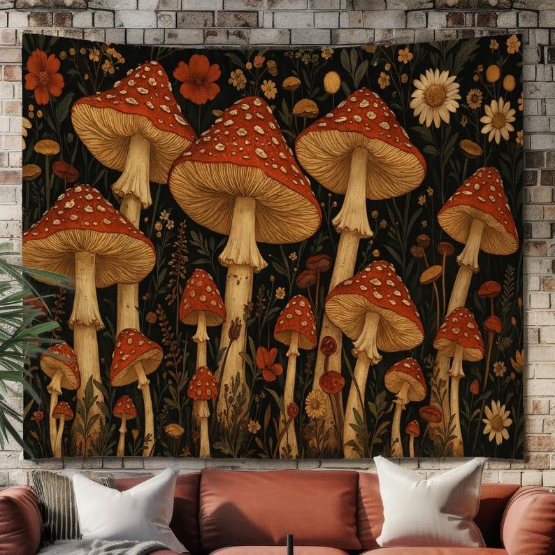 mushroom tapestry 75x100
