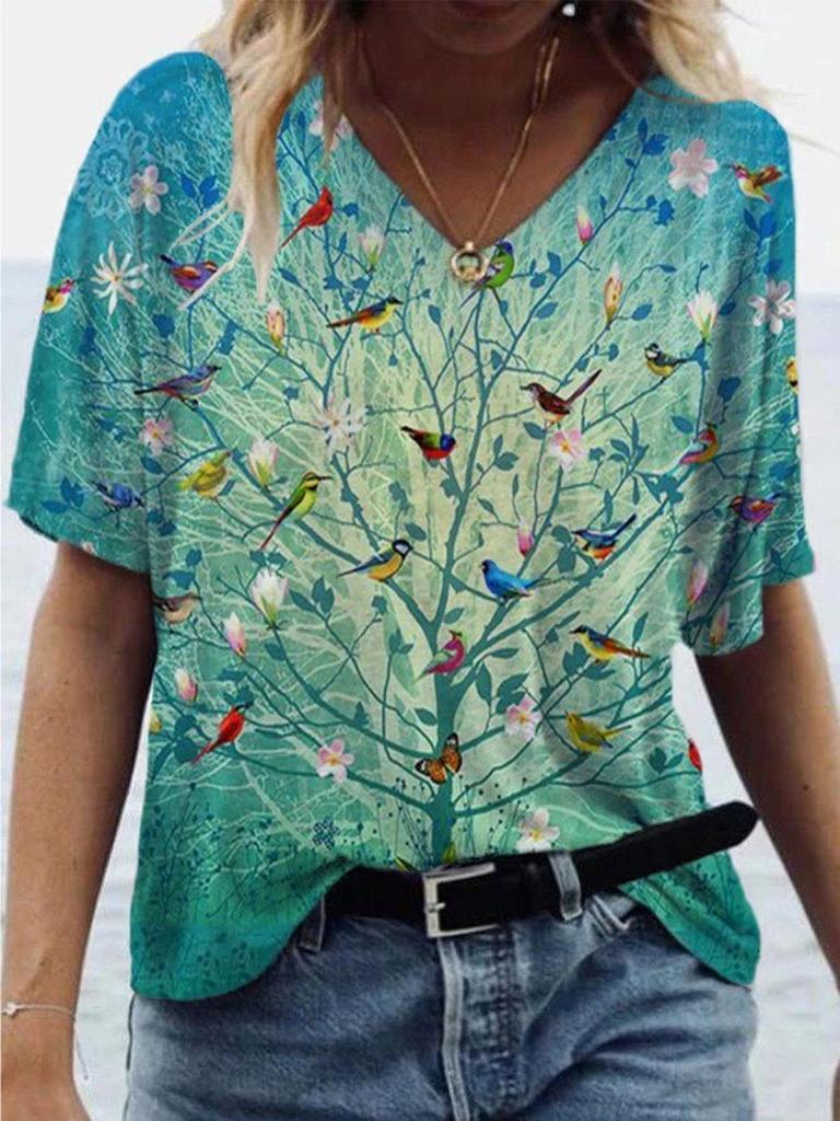 Fashion Tees Y2k Female Clothes Oversized Tops Summer Cat Butterfly Floral 3D Printed Women T-Shirts Vintage Streetwear T Shirt