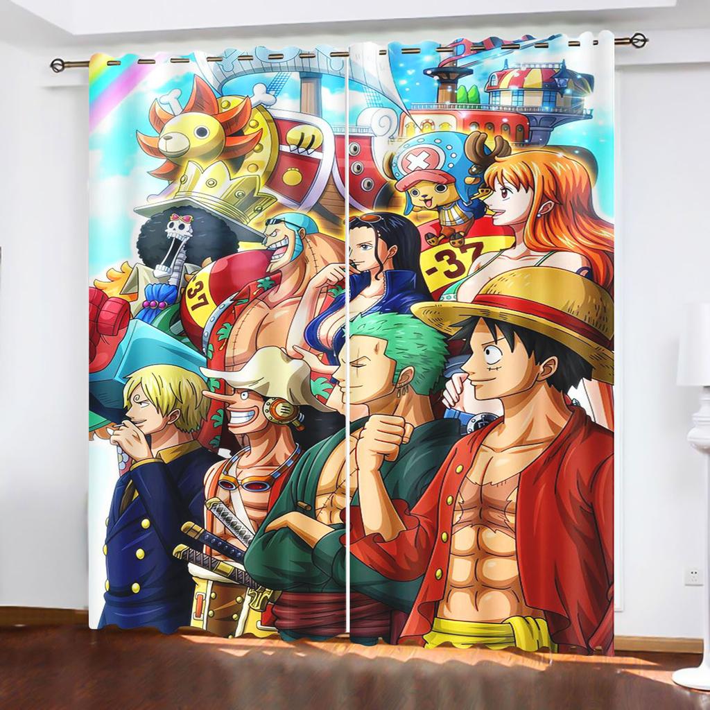 Rideau de dessin animé Monkey D Luffy pour la maison, une pièce, mignon, imprimé, filtrant la lumière, pour salon, chambre à coucher, protection contre la chaleur et le soleil