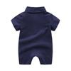 Stylish Pure Cotton Baby Romper: Knitted Short-Sleeve Gentleman Onesie for Newborns