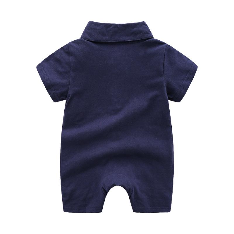 Stylish Pure Cotton Baby Romper: Knitted Short-Sleeve Gentleman Onesie for Newborns