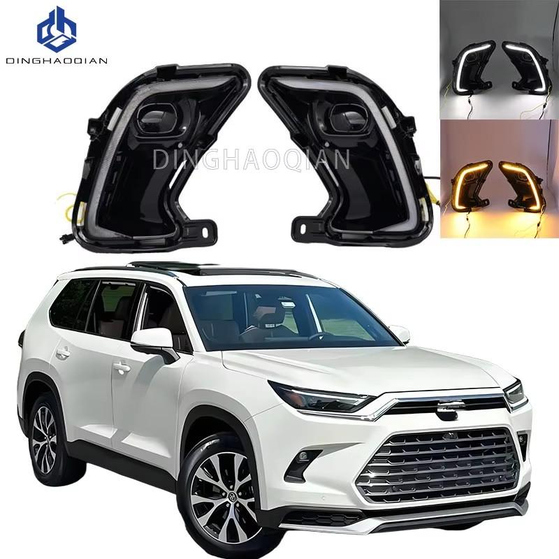 LED Daytime Running Lights For Toyota Grand Highlander  2024 2025 White DRL Yellow Turn Signal Light Headlights Car Accessories